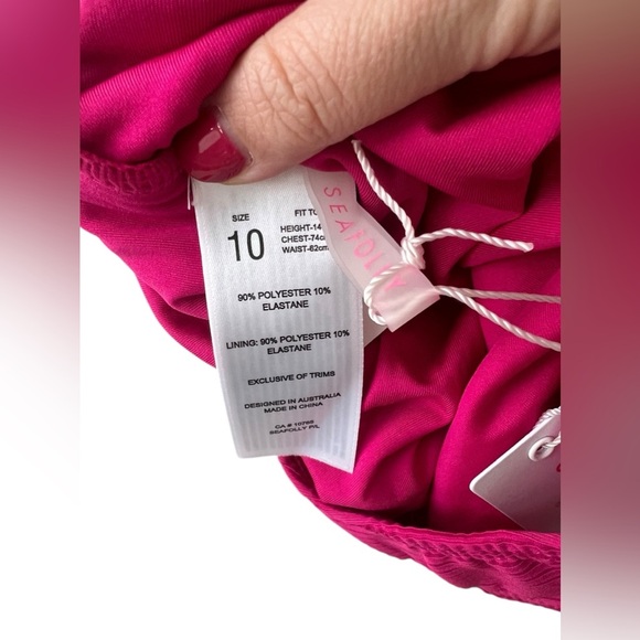 NWT Seafolly Girls Summer Essentials Tie Front One Piece Swimsuit in Pink size10 - Picture 4 of 6